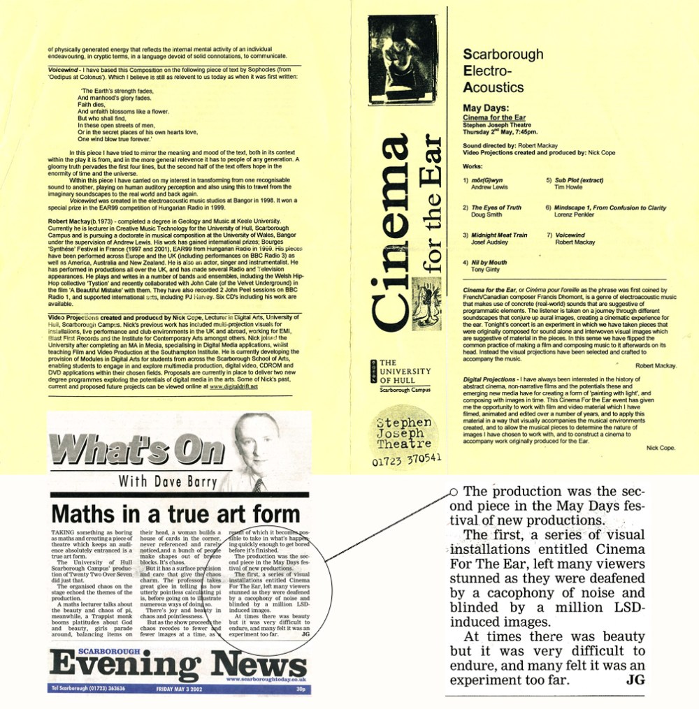 Programme notes and review in the local press.