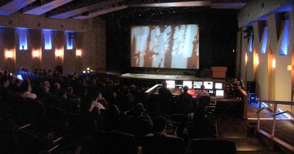Tim Howle performing a live sound diffusion of In Eclipse, Indiana, 2009. Society for Electro Acoustic Music in the United States, annual conference, Fort Wayne, Indiana. 